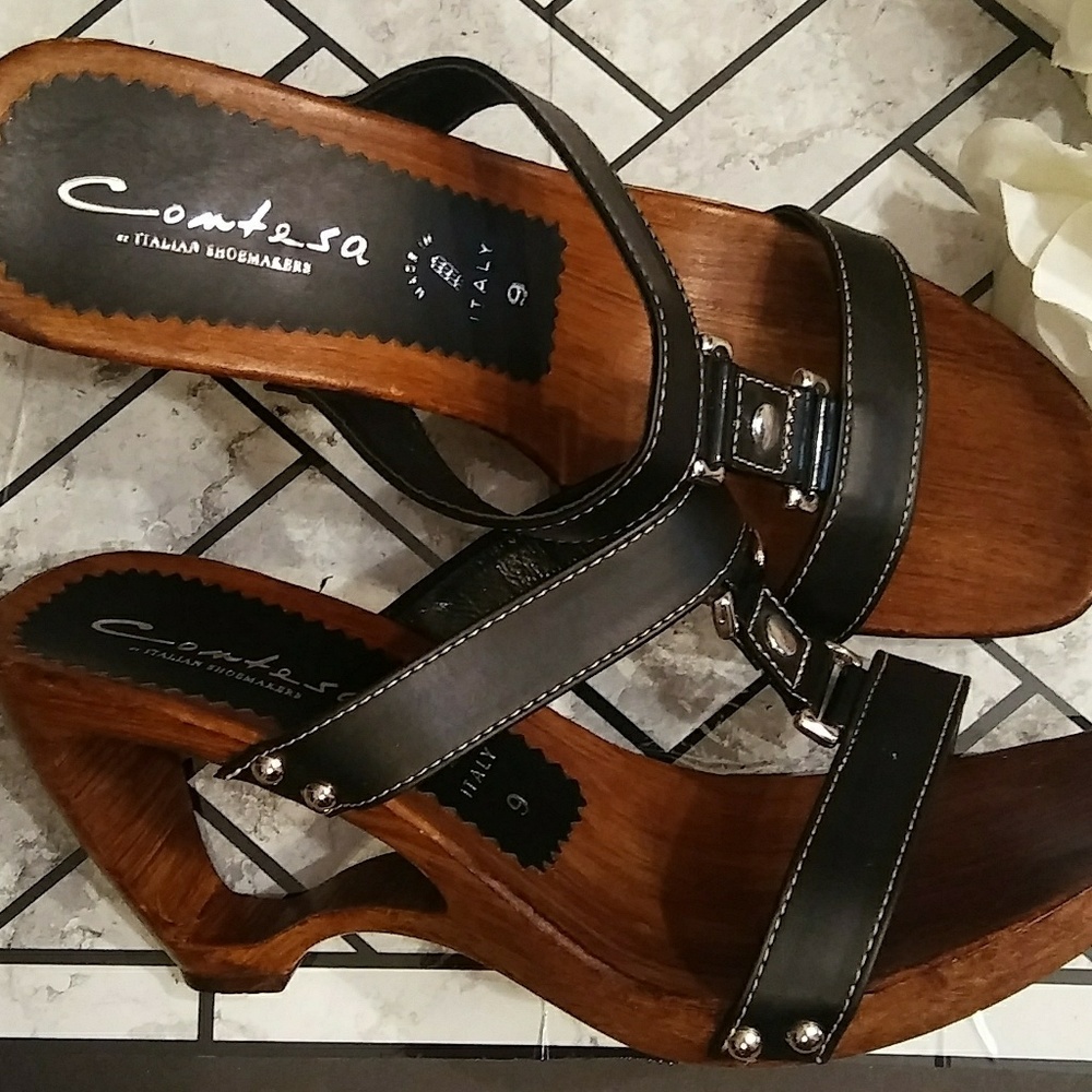Contesa Wooden Sole Shoes Size 9